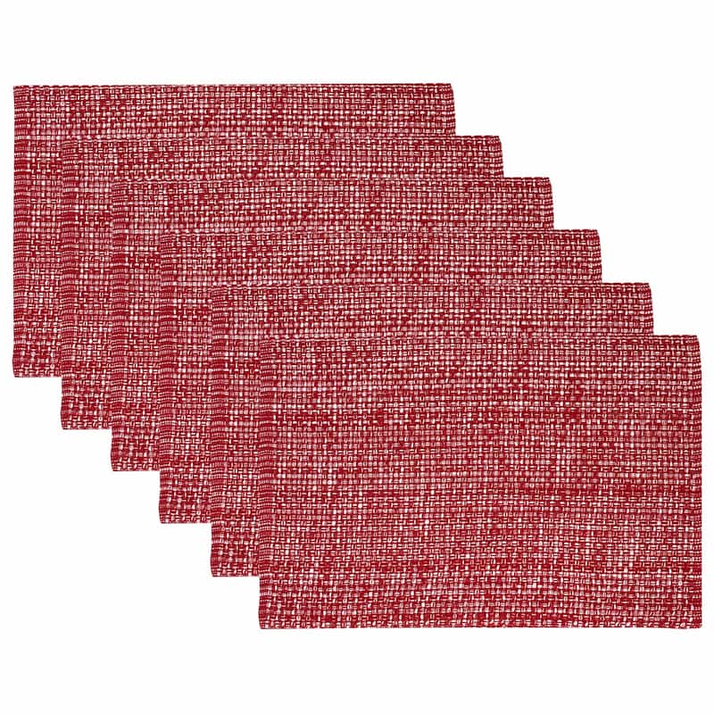Sweet Home Collection Two Tone Cotton Woven 13x19 Placemats - Set of 6 - Red
