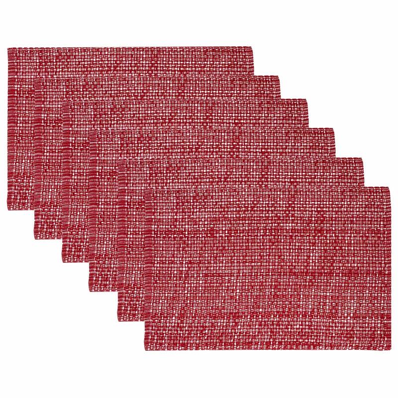 Trends Collection 2-tone Woven Cotton Placemat (13 x 19 in.) - Set of 6 - Red