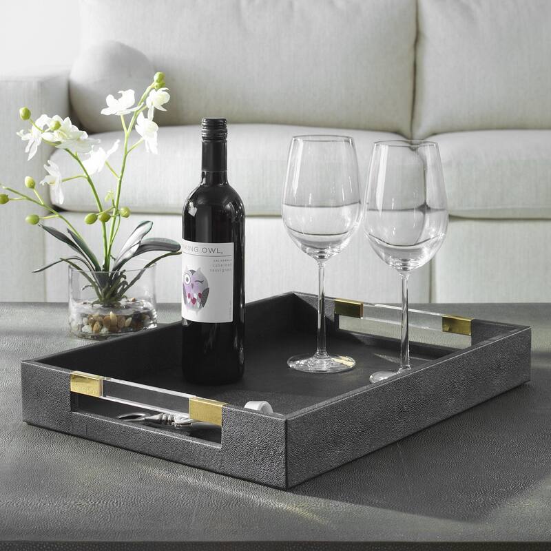 Uttermost 18059 Wessex 19" Wide Acrylic and MDF Tray - Aged Gold / Clear / Black