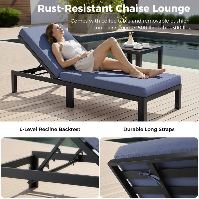 11-Piece Luxury Aluminum Outdoor Furniture Set with Chaise Lounge & Fire Pit Table, 29" Deep Seating Aluminum Patio Sectional