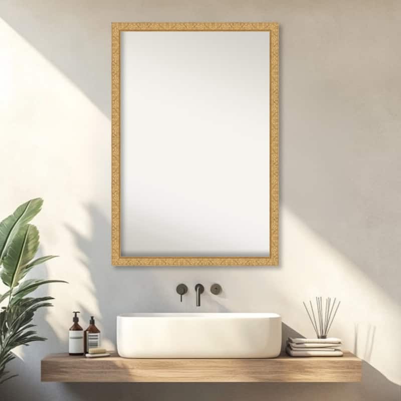 Lila Non-Beveled Wood Framed Bathroom Vanity Wall Mirror
