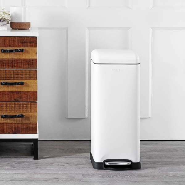slide 2 of 26, happimess Betty Retro 8-Gallon Step-Open Trash Can White