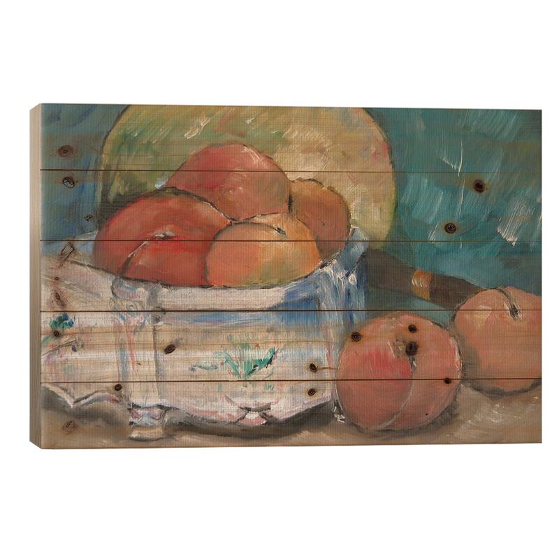 Fruit Bowl Print On Wood by Paul Cezanne - Multi-Color - 18x26x1.5