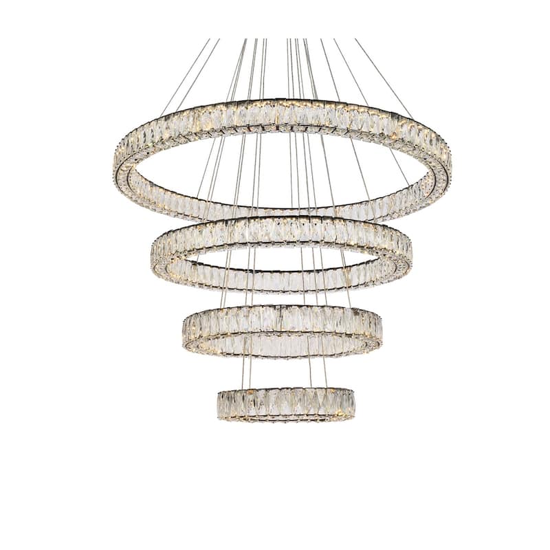 Indigo Home 41 inch LED four ring chandelier in black