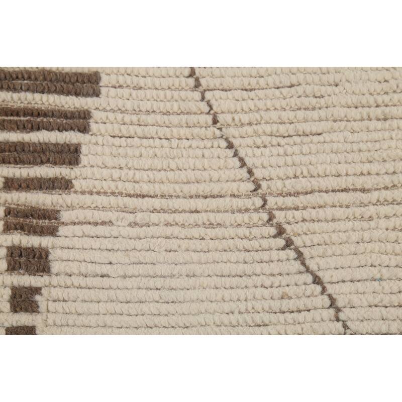 Ivory Moroccan Runner Rug Handmade Modern Wool Carpet - 3'1"x 11'10"