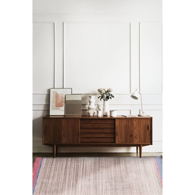 ECARPETGALLERY Hand Loomed Kashkuli Gabbeh Grey Viscose Rug - 5'3 x 7'11