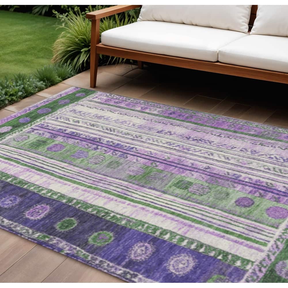 HomeRoots Striped Transitional Rectangle Outdoor Rug