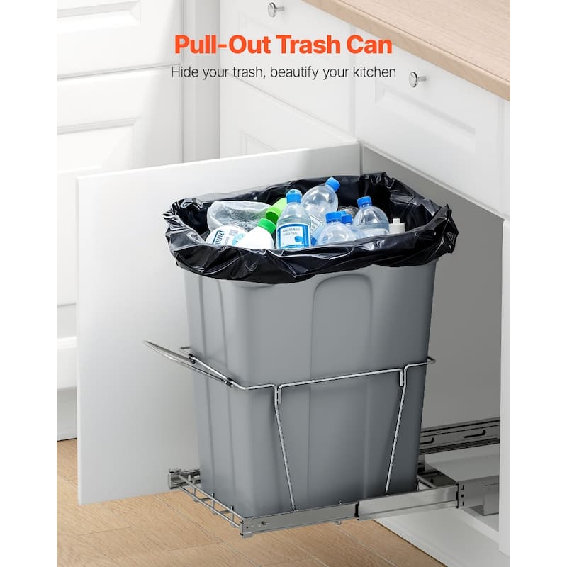 Pullout Trash Bin Soft Close Under Cabinet Waste Container with Door Kit