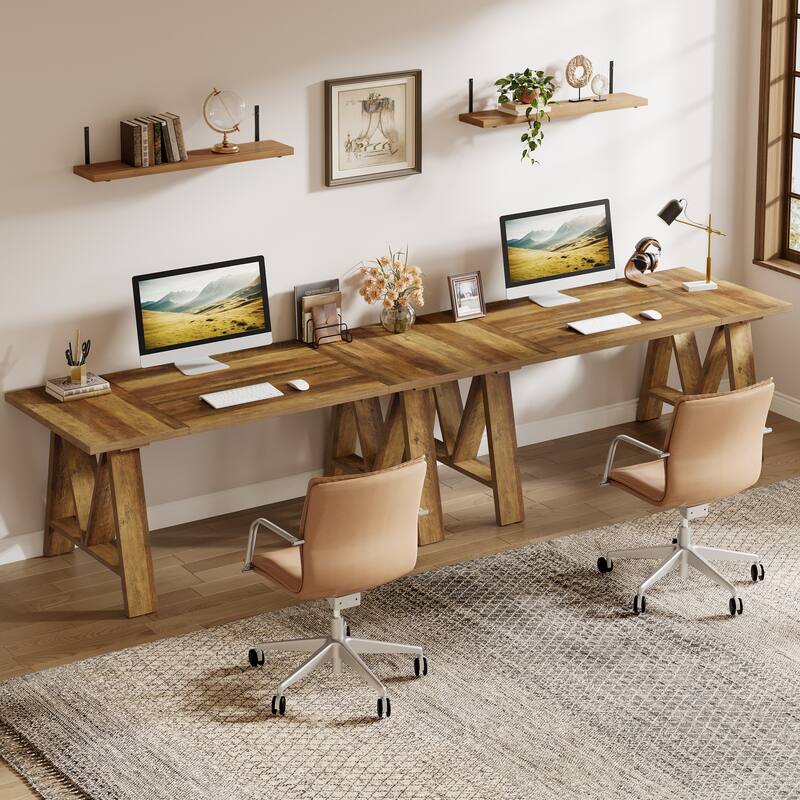 63" Executive Desk Farmhouse Wooden Office Computer Desk