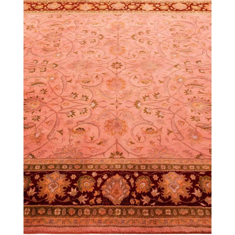 Overton Hand Knotted Wool Vintage Inspired Modern Contemporary Overdyed Pink Area Rug - 6' 3" x 9' 4"