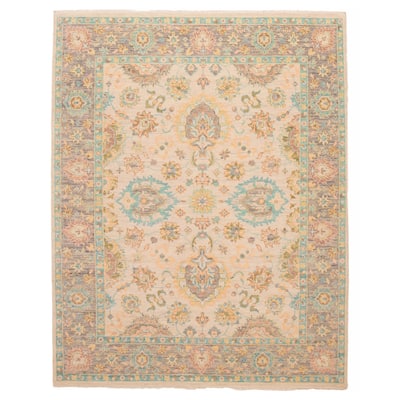 ECARPETGALLERY Hand-knotted Modern Oushak Ivory Wool Rug - 8'1 x 10'2