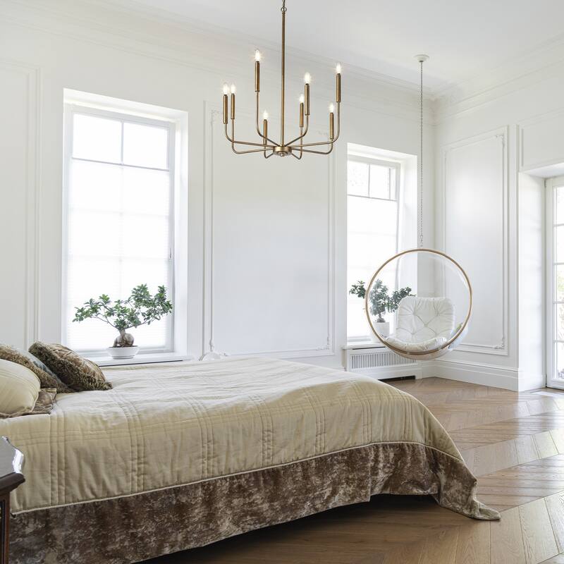 Modern Farmhouse 8-Light Chandelier Gold Classic Candle Light for Dining Room
