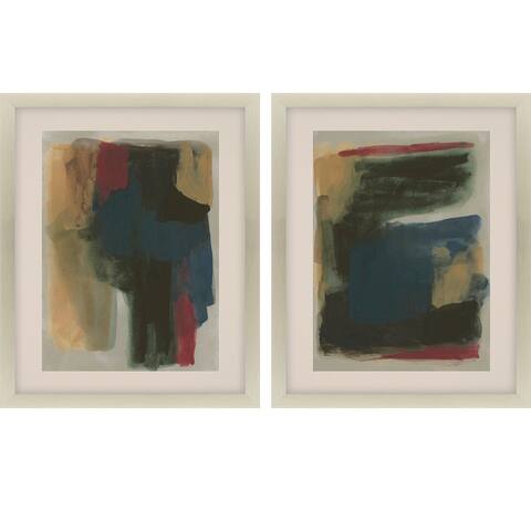 Dark Swath S/2 Framed Art Giclee Shadow Box Under Glass - Multi-Color