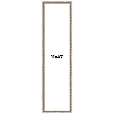 11x47 Frame Silver Versailles Ornate Solid Wood Picture Frame | 1 Inch