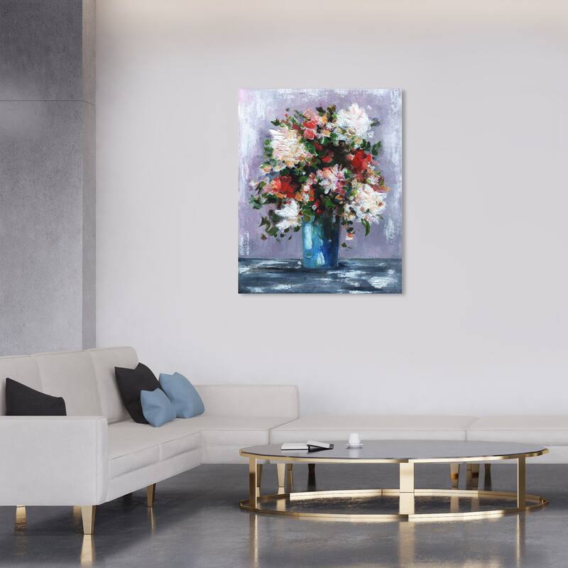 Wynwood Studio Canvas Floral and Botanical Textured Bouquet Purple and Light Purple Traditional Wall Art Canvas Print - 36 x 30