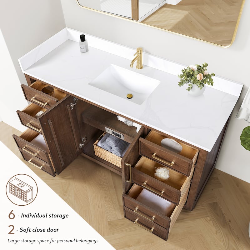 Jakarta Bath Vanity with Quartz Stone Top without Mirror