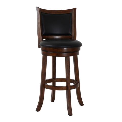 Curved Swivel Barstool with Leatherette Padded Seating, Brown and Black