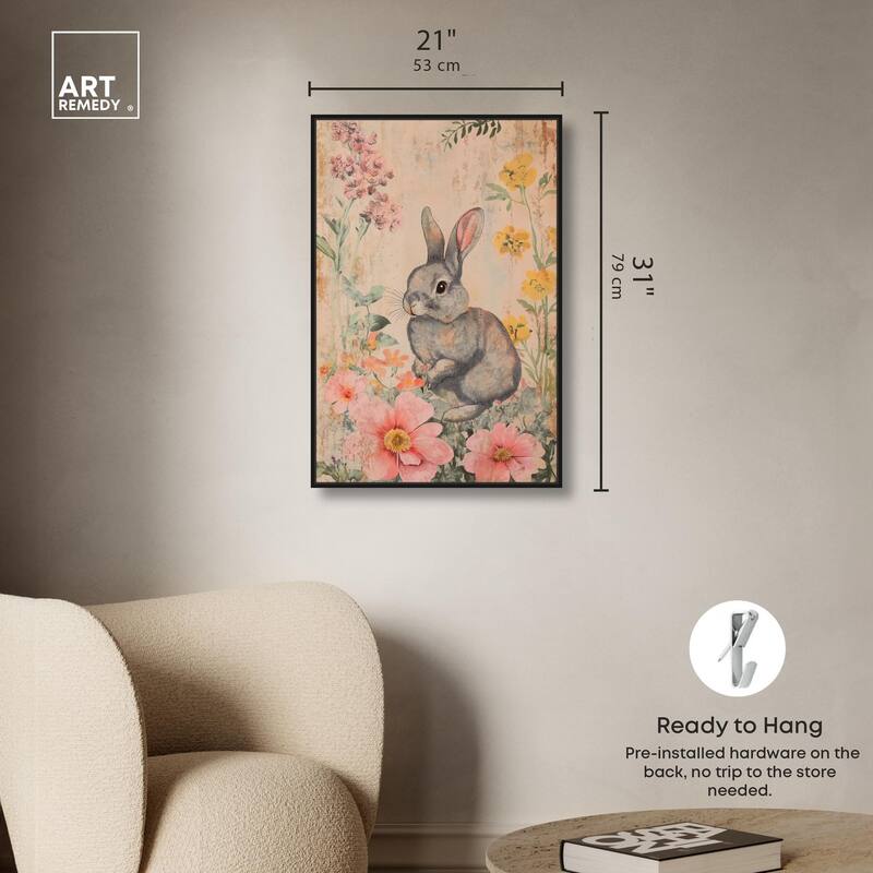 Floral Bunny Canvas by Art Remedy