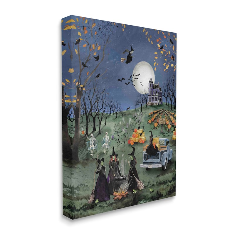 Stupell Autumnal Witches Scene Canvas Wall Art Design by Heatherlee Chan