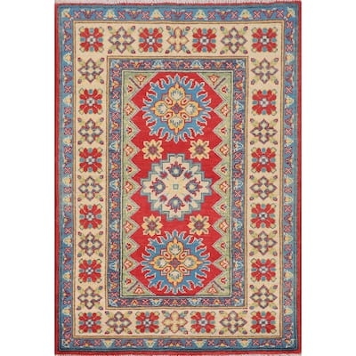 Red Traditional Kazak Rug Handmade Wool Carpet - 2'9" x 4'0"