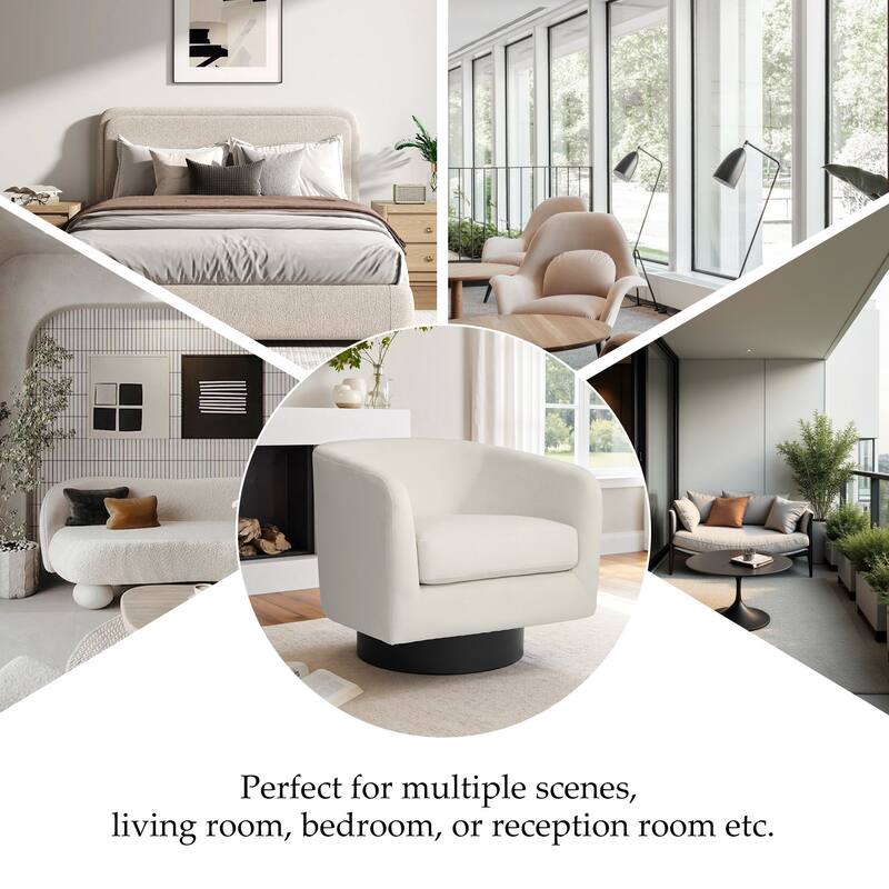 360-Degree Swivel Round Barrel Velvet Armchair Accent Chairs