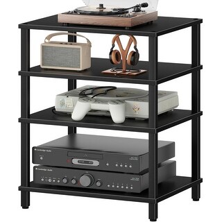Multiple Console Stand 4-Tier Black Media Stand, Wooden Console Shelf & Multi-functional ...