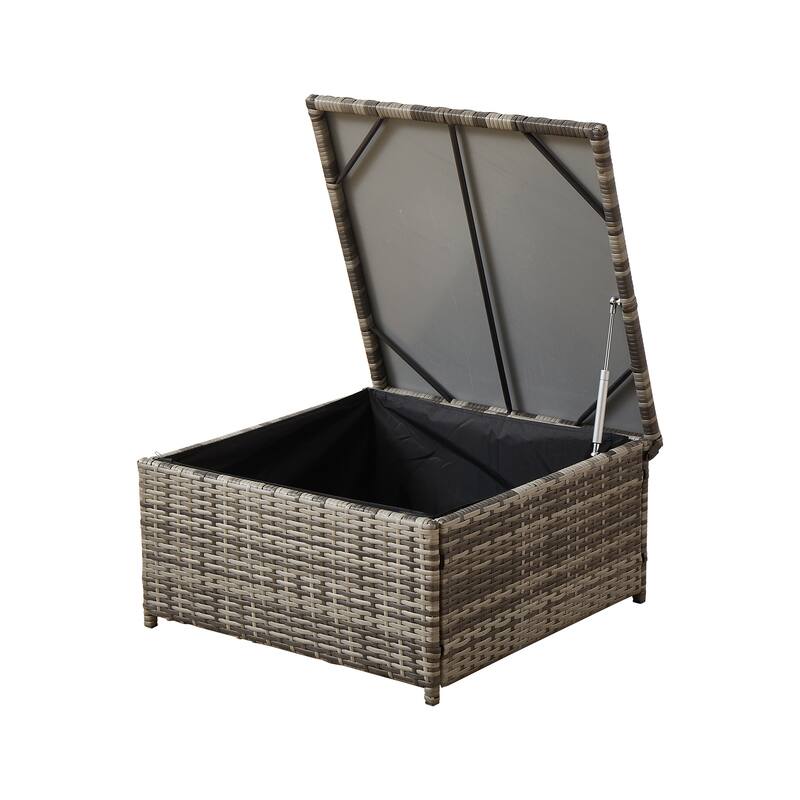 8 Pcs Patio Sectional Sofa Set, All-Weather Outdoor PE Rattan Wicker Conversation Furniture Set with Cushions and Tea Table
