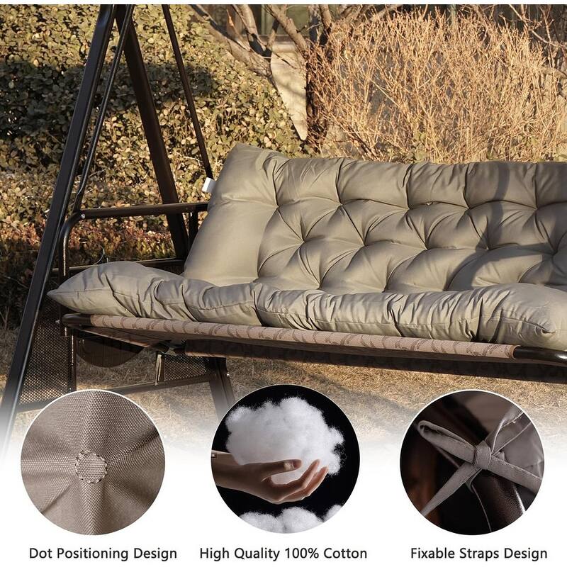 Outdoor Swing Cushions Replacement, Outdoor Thickened Bench Cushion with Ties for Porch,Patio,Backyard,Garden