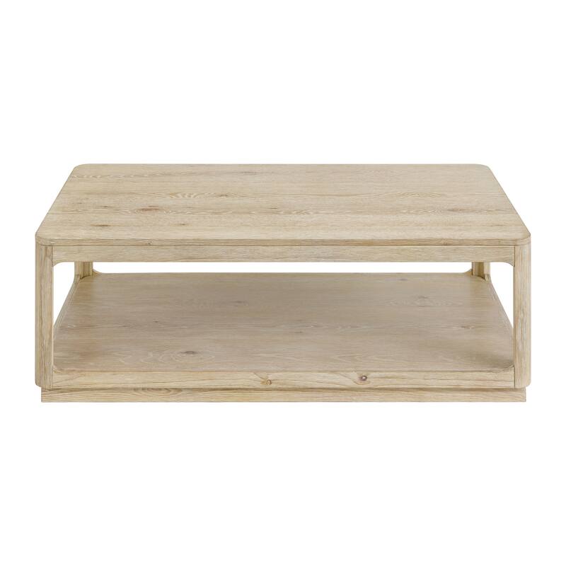 Delray Natural Wood 50-Inch Coffee Table with Shelf