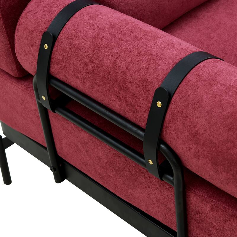 59" Chenille Modern Loveseat Sofa with USB Charging Ports, Cylindrical Armrests, and 440lb Capacity
