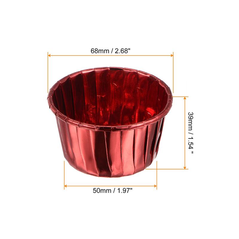 Cupcake Cups, 100pcs Aluminum Foil Standard Cupcake Liners - Red