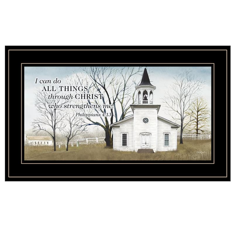 TrendyDecor4U Farmhouse "I Can Do All Things" Framed Print Wall Art by Billy Jacobs - Earthtone