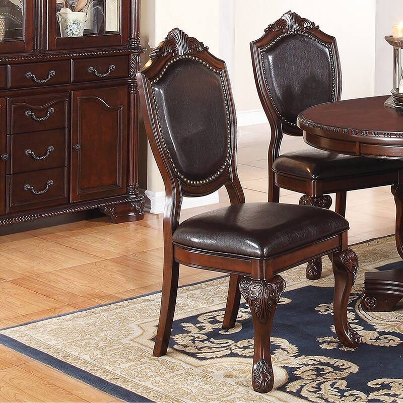 Set Of 2 Dining Chairs with Faux Leather Upholstery in Dark Brown