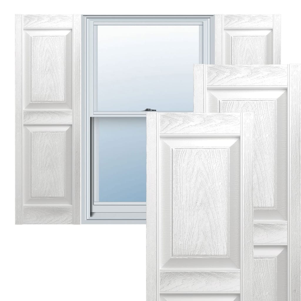 Builders Edge, Standard Two Equal Panels, Raised Panel Shutters, Includes Matching Installation Spikes (Per Pair)