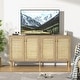 preview thumbnail 3 of 9, Anmytek Modern 63" W 4-Door Large Sideboard Buffet Rattan Kitchen Storage Cabinet with Adjustable Shelves