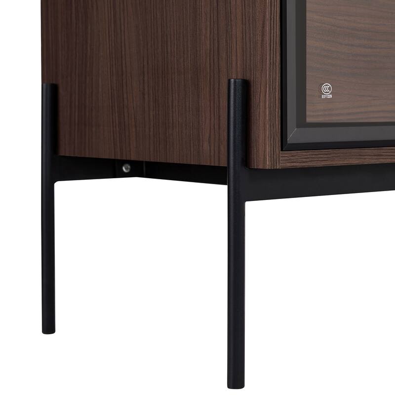51.2 inch Display Cabinet Bookshelves, Curio Cabinet with Glass Doors & LED Lighting