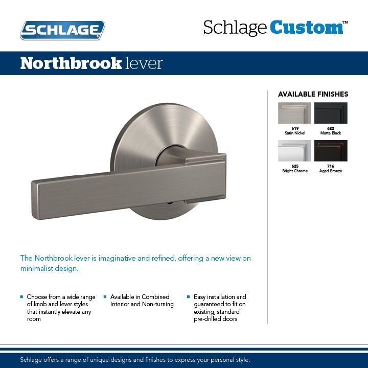 Shop Schlage Fc172 Nbk Uld Custom Northbrook Dummy Door Lever Set