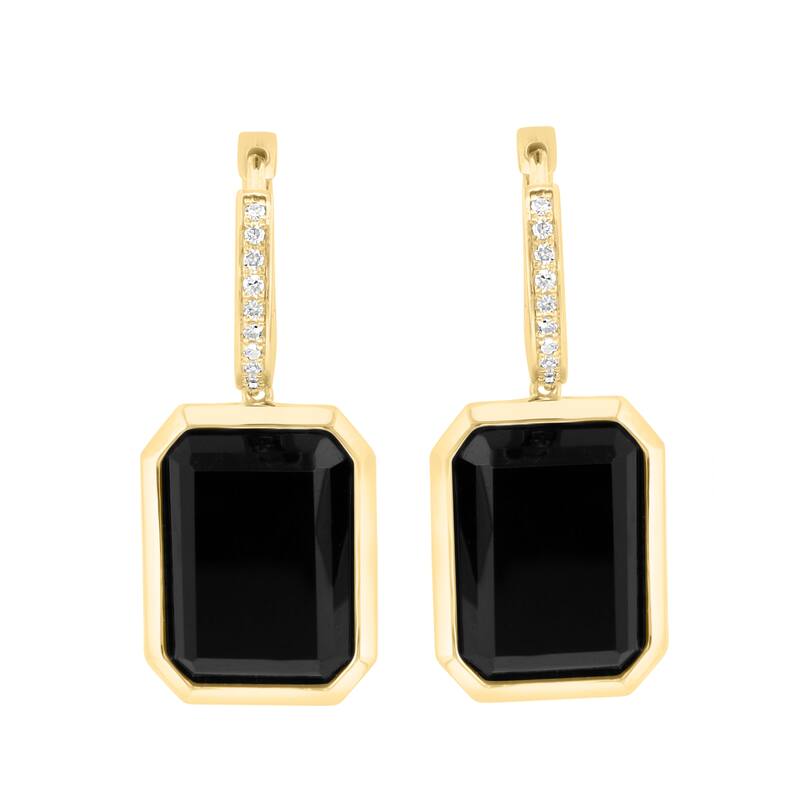 EFFY 14K Yellow Gold Diamond Onyx Earrings