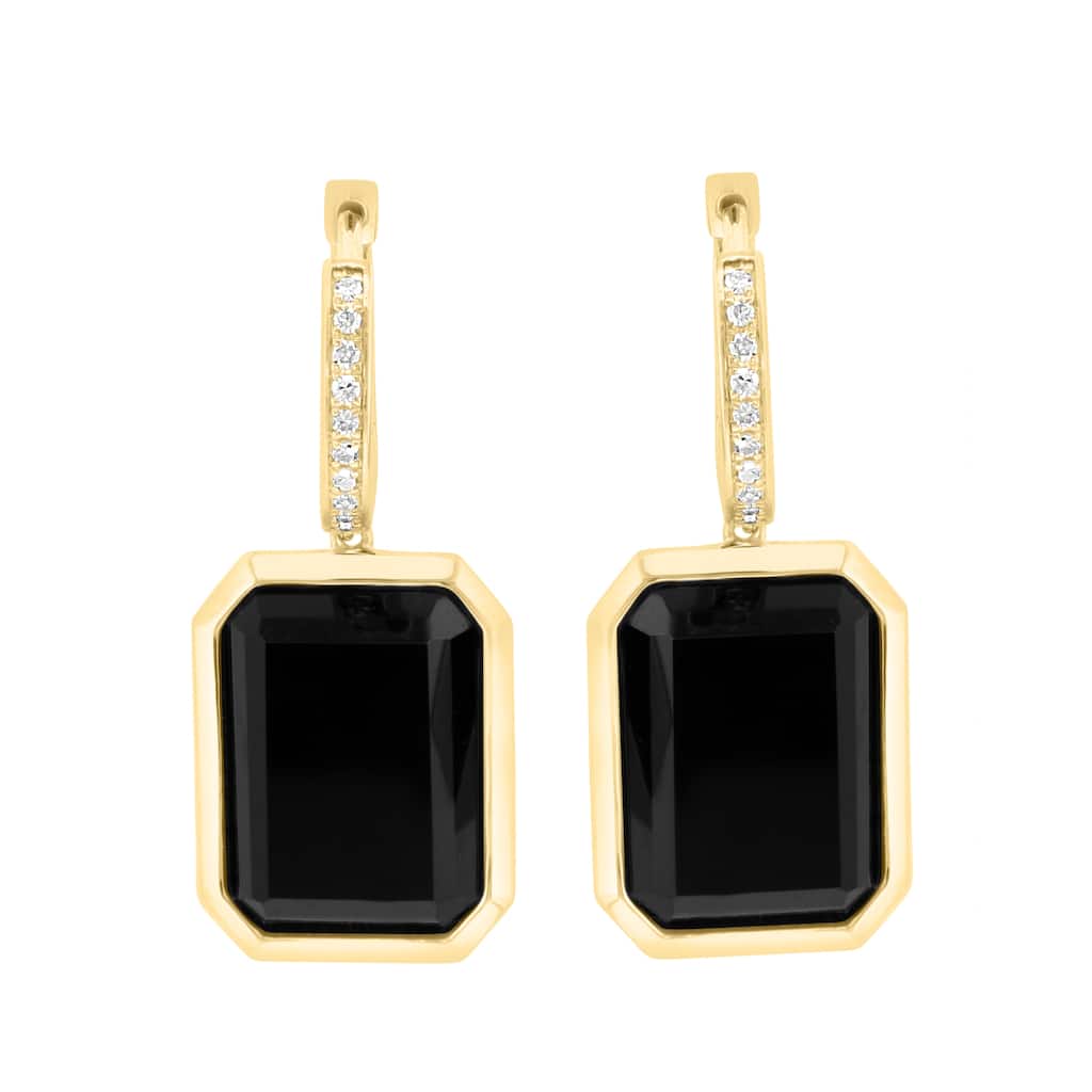EFFY 14K Yellow Gold Diamond Onyx Earrings