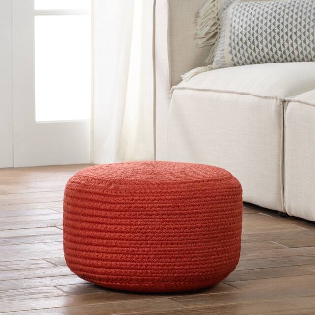 Santa Rosa Woven Jute-look Indoor/ Outdoor Solid Pouf - 18"X18"X12"