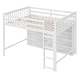 preview thumbnail 7 of 12, Full Size Loft Bed with 8 Open Storage Shelves, Built-in Ladder, Solid Pine Wood Frame, Space-Saving Design for Bedroom, White