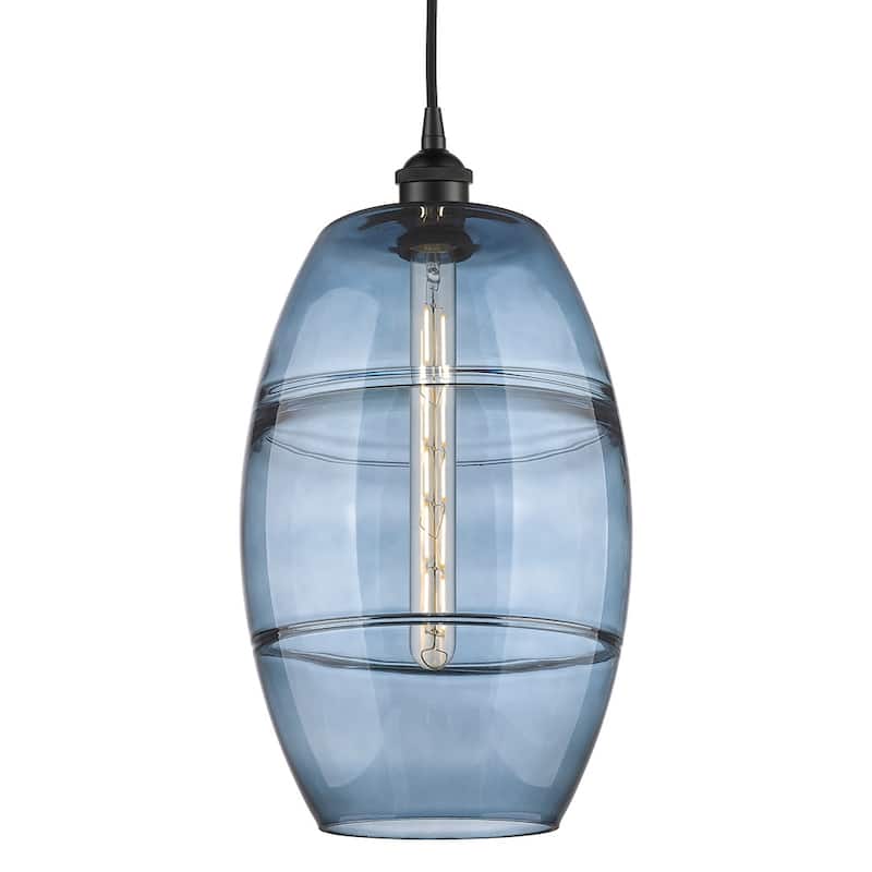 Innovations Lighting 616-1P 19 10 Vaz Pendant Vaz 10" Wide Cord-Hung - Matte Black / Princess Blue