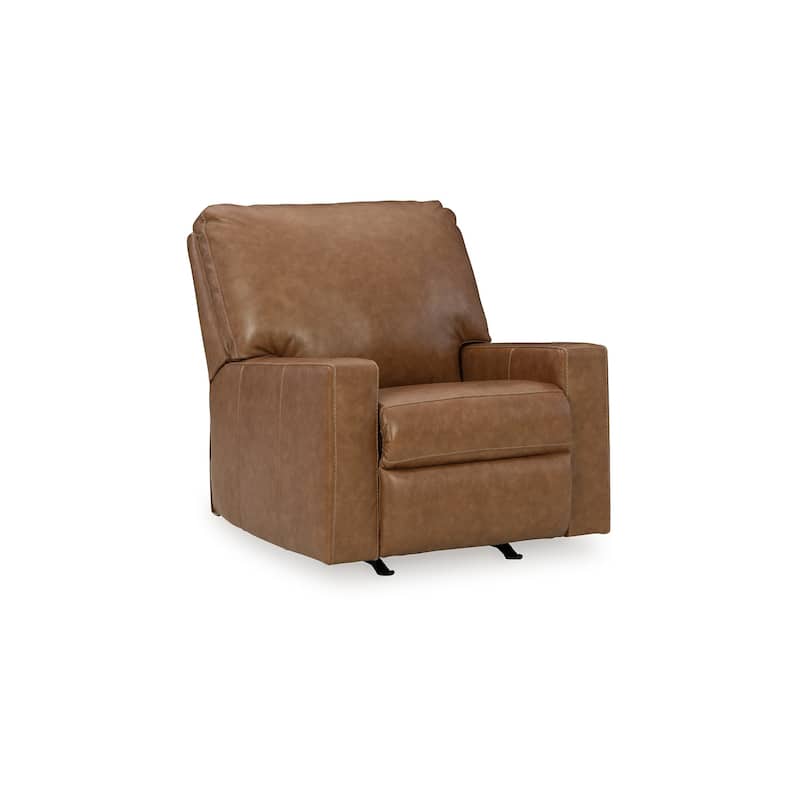 Miller Manual Recliner Chair, Pull Tab, Caramel Brown Real Leather