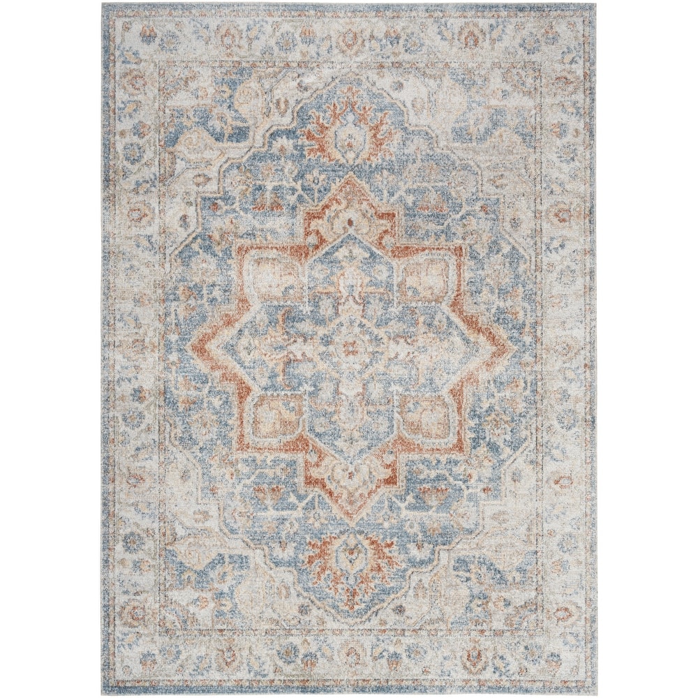 Nourison Abby Machine Washable Indoor only Persian Floral Area Rug.