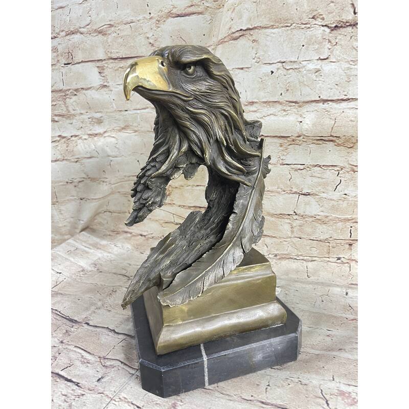 Original Life Size American Bald Eagle Bronze Bust Sculpture Extra Large Figure