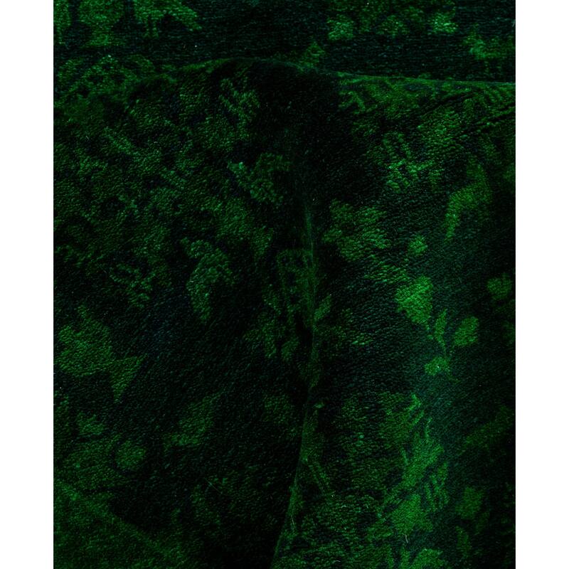 Overdyed One-of-a-Kind Hand-Knotted Area Rug - Green - 4' 1" x 12' 1"