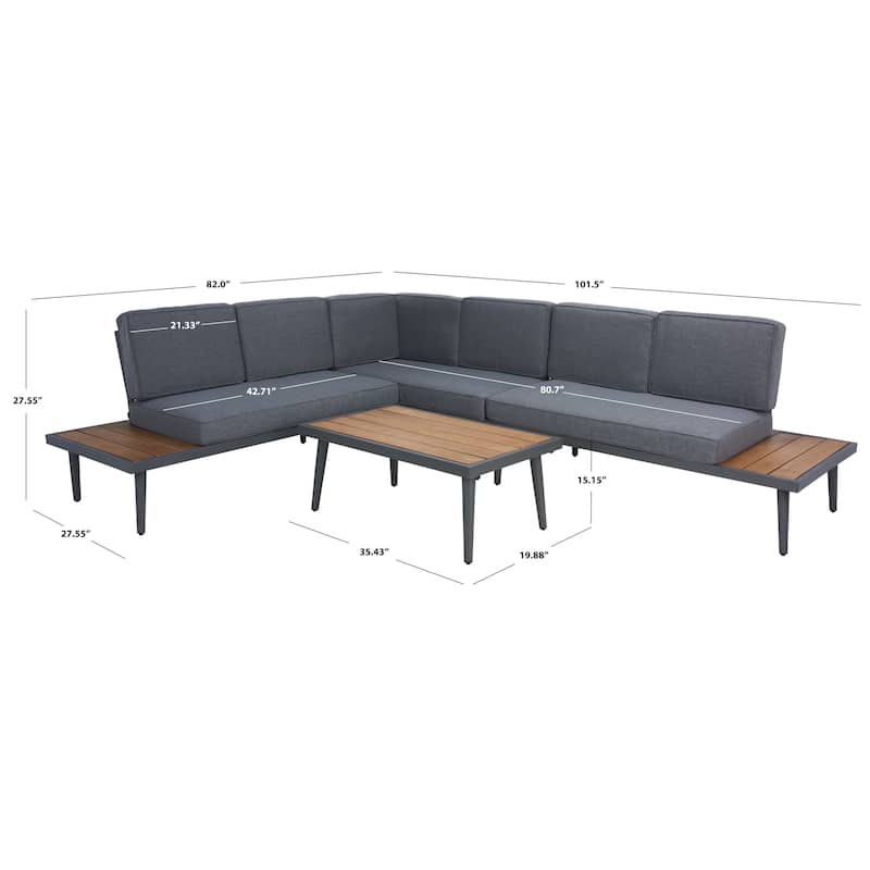 SAFAVIEH Outdoor Wendela Corner Living Set - 47W x 28D x 38H