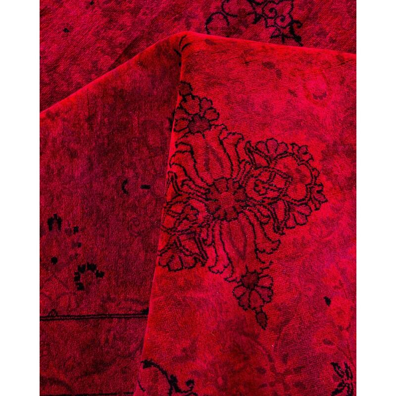 Overton Hand Knotted Wool Vintage Inspired Modern Contemporary Overdyed Pink Area Rug - 8' 3" x 13' 5"