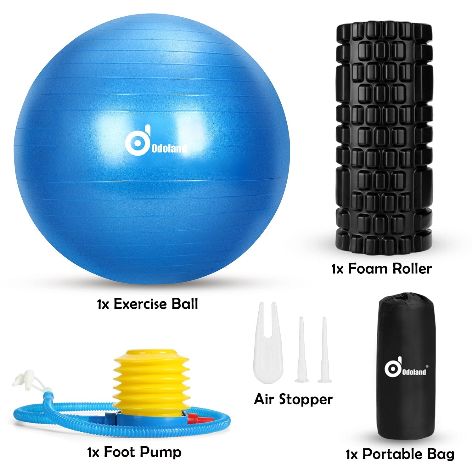 ODOLAND YOGA Column Kit , Massage Foam Roller Kit & 65cm Fitness