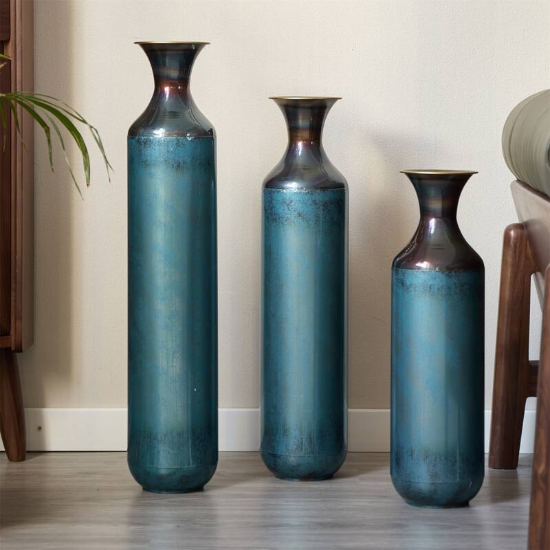 Droplet Shaped Home Decorated Floor Metal Vases (Set of 3)